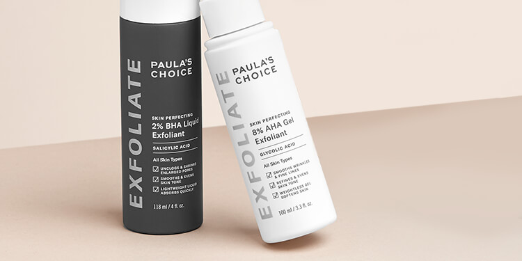 Paula's Choice AHA  und BHA Peelings für verschiedene Hautprobleme.